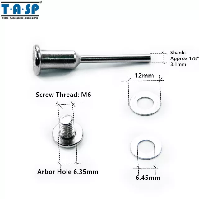 6PC Mandrel Rotary Holder For Dremel Screw Head 1/4" Arbor Hole 1/8" 3.2mm Shank