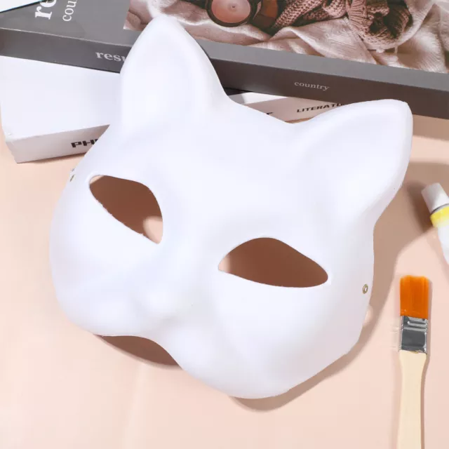 10pcs Animal Masquerade Paper Mache DIY Masks - Cat Half Mask-HZ