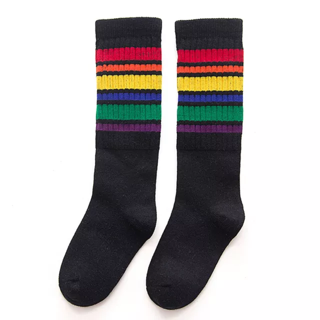 Rainbow Stripes Protective Socks Boys Girls Durable Accessories For Kids Casual