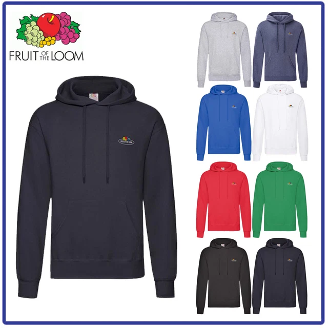 FELPA UOMO ragazzo con CAPPUCCIO e stampa FRUIT OF THE LOOM in cotone nero blu