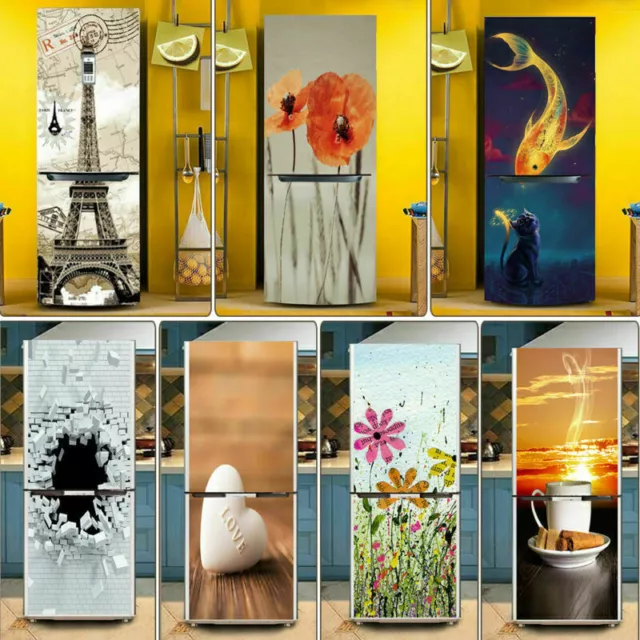 Vinyl Fridge Door Sticker DIY Refrigerator Wrapping Mural Waterproof Decal Decor