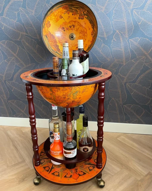 New Eucalyptus Wood Globe Bar Wine Alcohol Stand Rack Unique Vintage Retro Bars New Eucalyptus Wood Globe Bar Wine Alcohol Stand Rack Unique Vintage Retro Bars