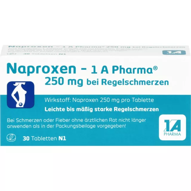 Naproxen - 1 A Pharma 250 mg Tabletten bei Regelschmer, 30 St. Tabletten 9245022