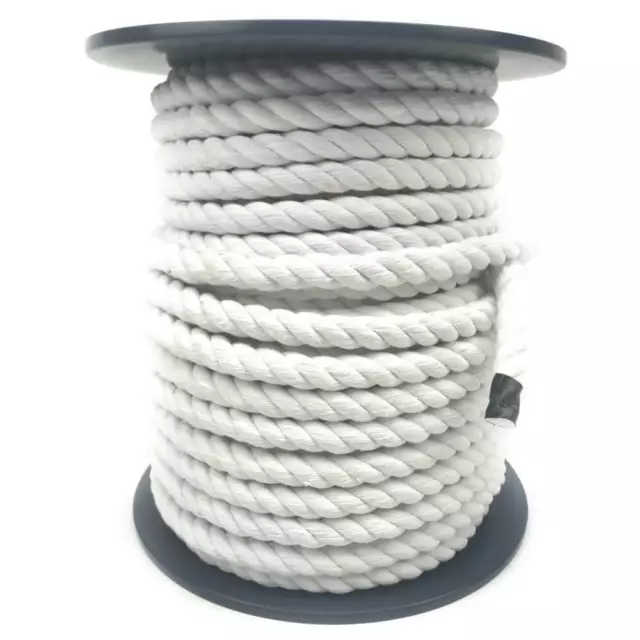 6mm Optic White Natural Cotton Rope x 220 Metre Reel, Animal Arts Crafts Macrame