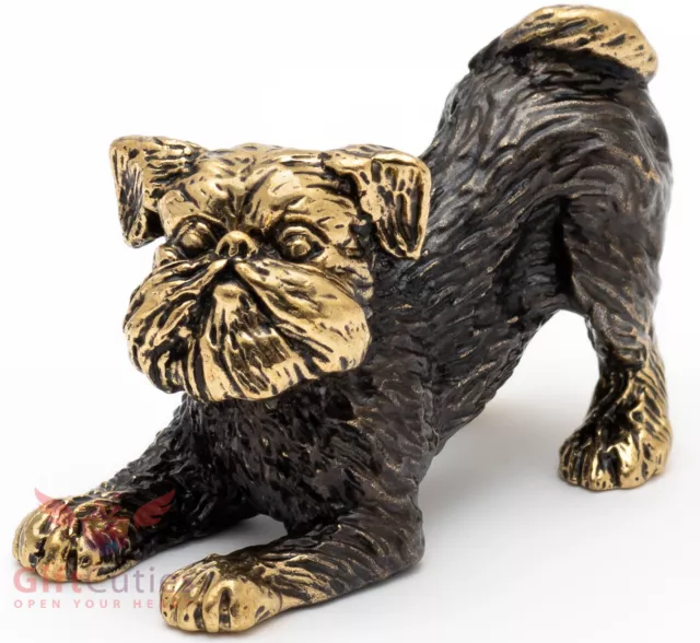 Solid Brass Figurine of Brussels Griffon Dog IronWork