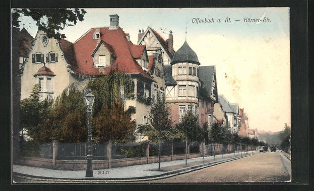 AK Offenbach a. M., Körner-Straße mit Villen