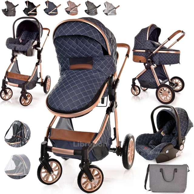 3 in 1 Pram Newborn Baby Buggy Set Travel System with Car Seat Folding Pushchair