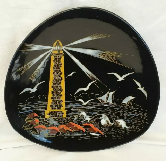 Assiette LONGWY, céramique, "Le Phare", décoré à la main, n°