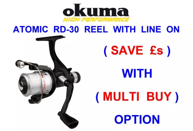 Okuma Atomic Rd-30 Match Reel+Line For Float Feeder Pellet Waggler Rod Fishing