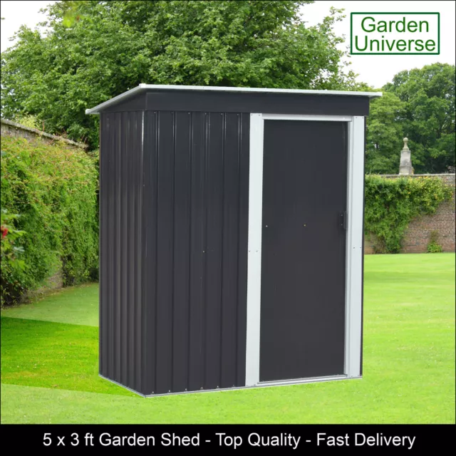 Metal Garden Shed Grey Storage Garden Universe 5' x 3' Anthracite GSP5-3AN