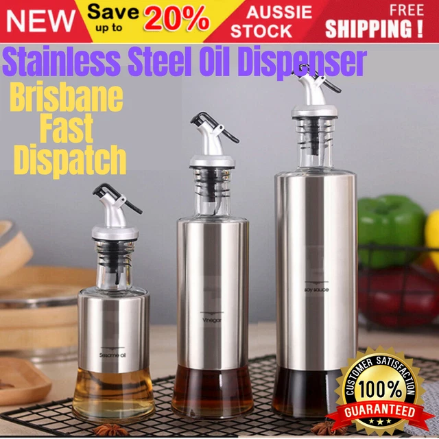 300/500ml Oil Dispenser Stainless Steel Olive Vinegar Kitchen Tool Glass Bottle