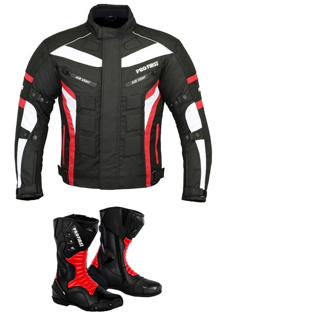 Profirst Motorrad Motorrad Textiljacke Lederstiefel Verkehrssicherheit gepanzert