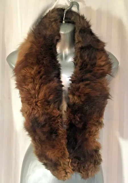 Real Fur Pelt Scarf Stole Wrap  Brown Genuine Collar Women's Vintage 1950s Retro