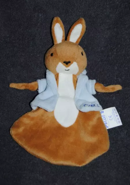 Doudou Plat Lapin Beige Marron Blanc PICOT 2 Veste Gilet Bleu Etat NEUF