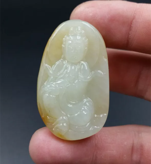 Antique Jade Xinjang Hetian Jade White Jade Guanyin Jade Pendant Collection