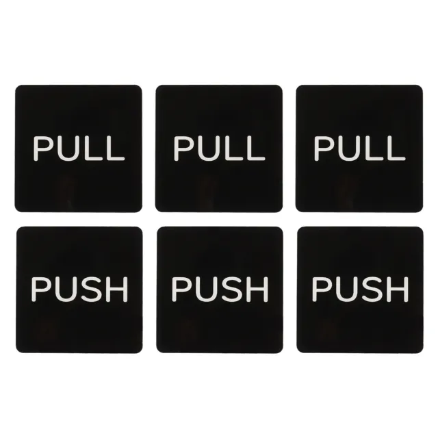 Insegna porta push push pull 3,5x3,5", 3 paia acrilico autoadesivo bianco/nero
