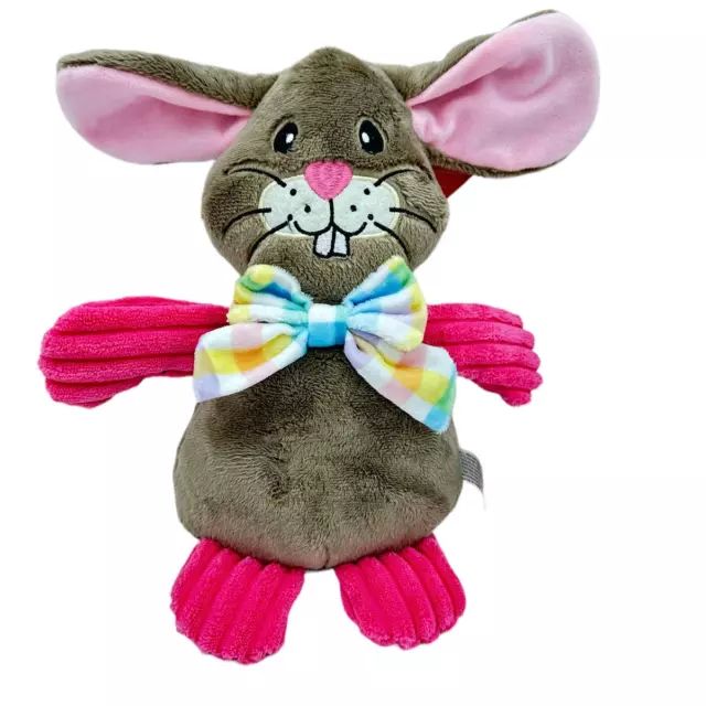 Pet Central NWT Easter Bunny Rabbit Plushie Dog Toy Brown, Pink Pet Supplies