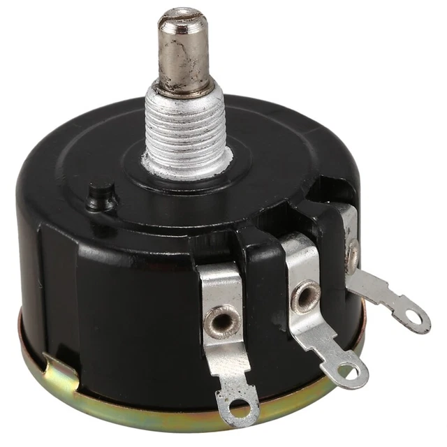 WX050 10K ohm 5W 6mm Round Shaft Wire Wound Potentiometer Black+Silver h