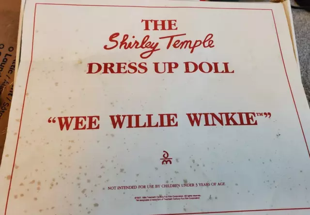 Danbury Mint Shirley Temple Dress Up Doll Clothes "Wee Willie Winkie"