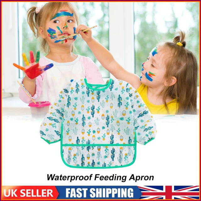 Baby Feeding Bibs Kids Waterproof Long Sleeve Coverall (4-6Years Cactus)