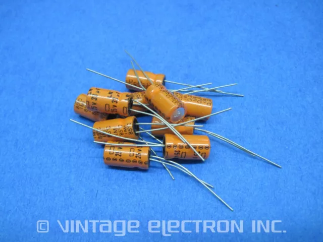 (10) NIPPON CHEMI-CON Radial Electrolytic Capacitors: 33uF 20% 25V (Polarized)