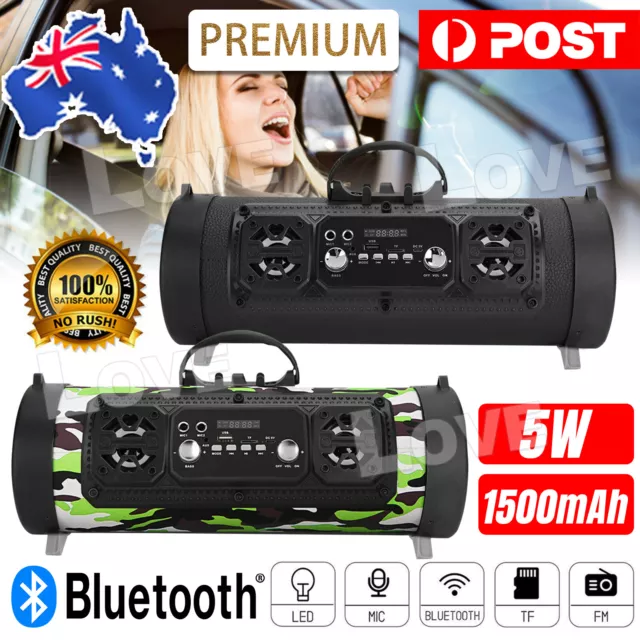 Portable Wireless Bluetooth Speakers Stereo Bass Outdoor Subwoofer USB/TF/ Radio