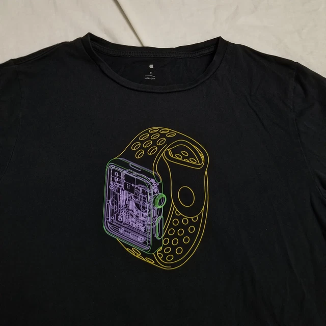 Apple Park Exclusive Apple Watch T Shirt Black Blueprint Specs Computer Small