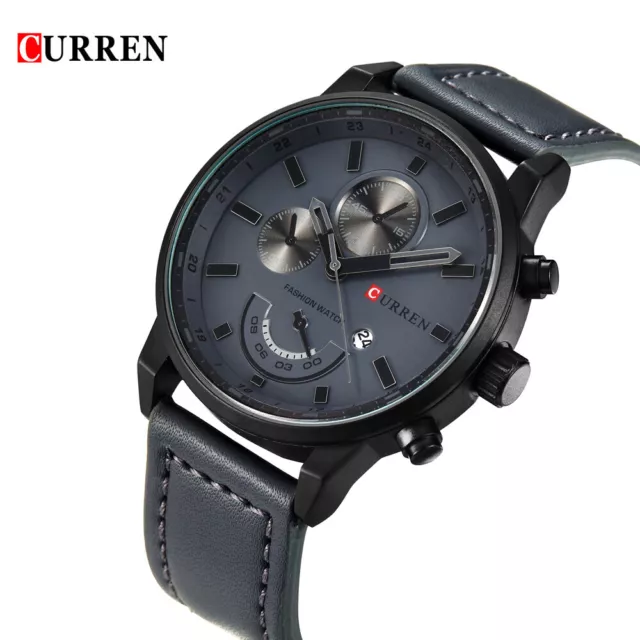 CURREN  Men Watch PU Leather Men's Casual Wristwatch New E7Z1