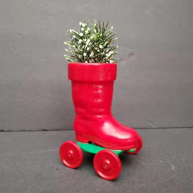 VINTAGE 1950S ROSBRO Santa Boot on Wheels Candy Container Christmas ...