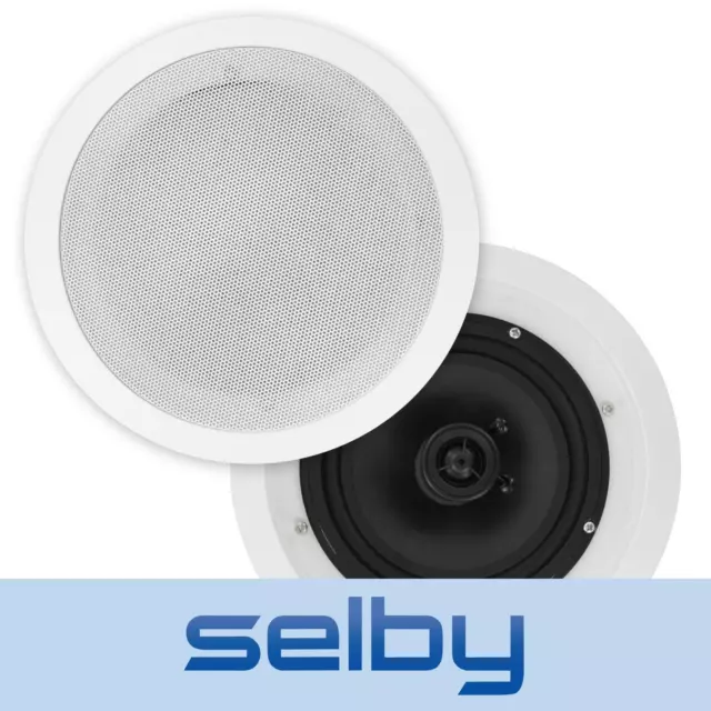 Pair of In-Ceiling Speakers 6.5-Inch 100W Poly Cones White