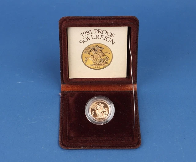 GREAT BRITAIN 1981 QEII Gold Sovereign Proof in case of issue. S-SC1.