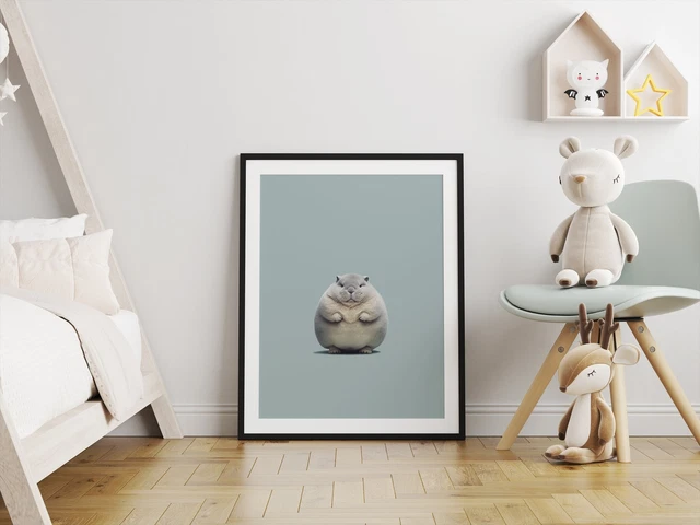 Chubby Gerbil Poster Print | Funny Animal Wall Art Decor for Nursery