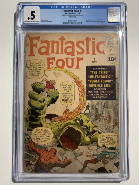 Fantastic Four 1 CGC 0.5 1961 1st Appearance Of the Fantastic Four & Mole Man