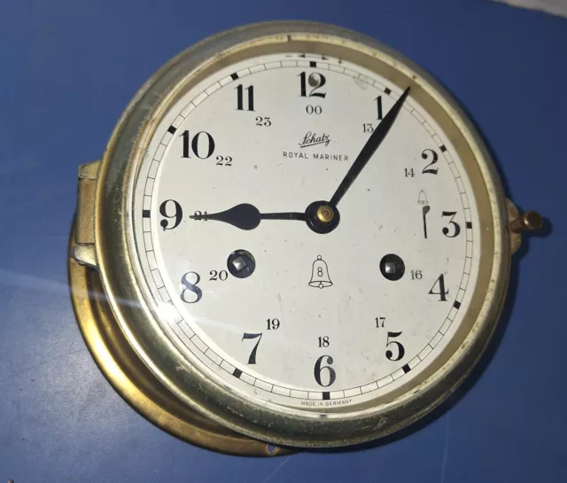 Schatz Royal Mariner Bell Strike Brass 8 Day Ship's Bells Clock Germany Working