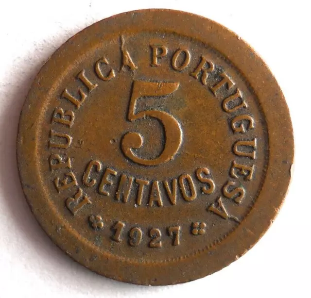1927 PORTUGAL 5 CENTAVOS - Excellent Coin - FREE SHIP - Vintage Bin #25