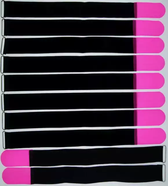 10x Kabelklettband 50 cm x 50 mm neon pink Klettband Klett Kabel Binder Band Öse