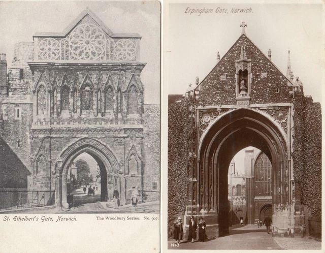 ST ETHELBERT'S  GATE  + ERPINGHAM GATE , NORWICH Postcards , Norfolk ( Hm65 )