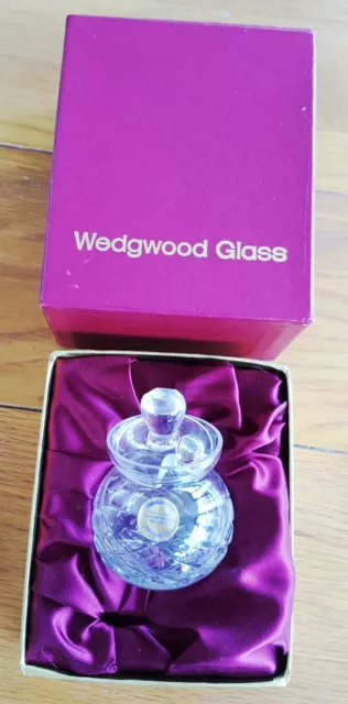 Wedgwood Glass Mustard Pot Full Lead Hand Cut Crystal in original box unused 70s