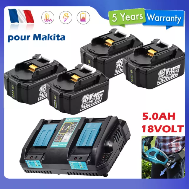 POUR BATTERIE MAKITA 18V 5Ah BL1850B BL1830 BL1860 B chargeur Li-ion DC18RD  OEM EUR 118,96 - PicClick FR