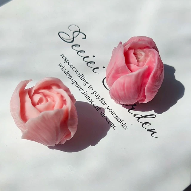 Suministros molde para velas de tulipán 3D artístico molde de cera jabón molde de silicona