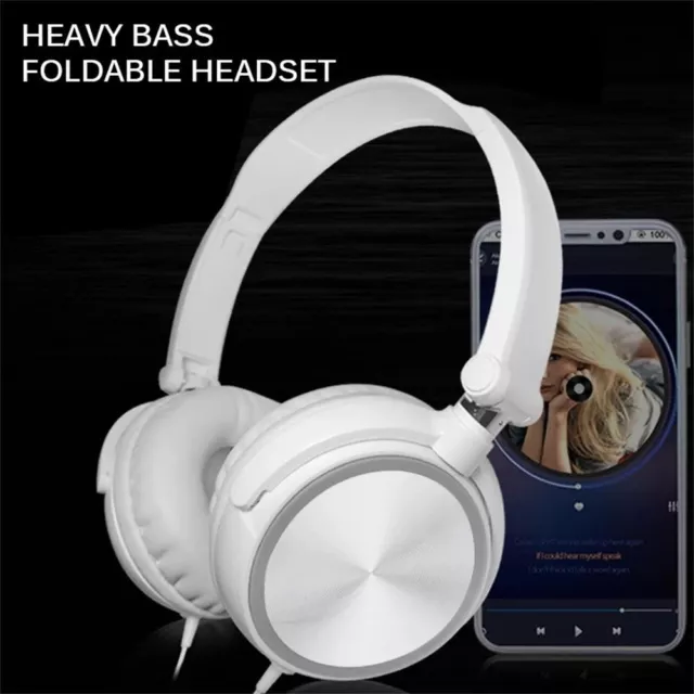 Wired Headphones Bass HiFi Over Ear Headset Earphone Stereo Noise Cancelling◈ 2