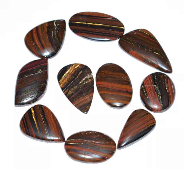 Wholesale Lots 100% Natural Tiger's Eye Loose Mix Cab. Gemstone 10 Pcs 349 Cts