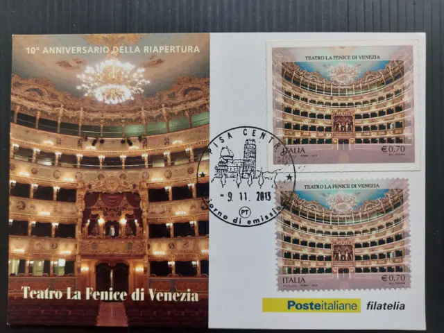 ITALIA 2013: Teatro La Fenice di Venezia CARTOLINA PRIMO GIORNO NON FUSTELLATO