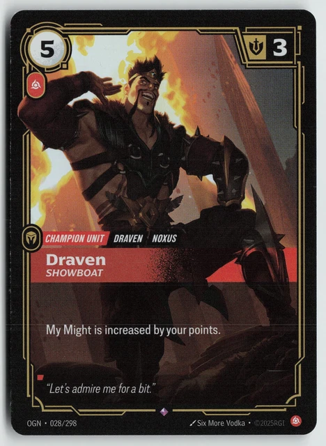 RIFTBOUND DRAVEN - Showboat Rare OGN 028/298 Champion Unit Foil NM Β£4. ...