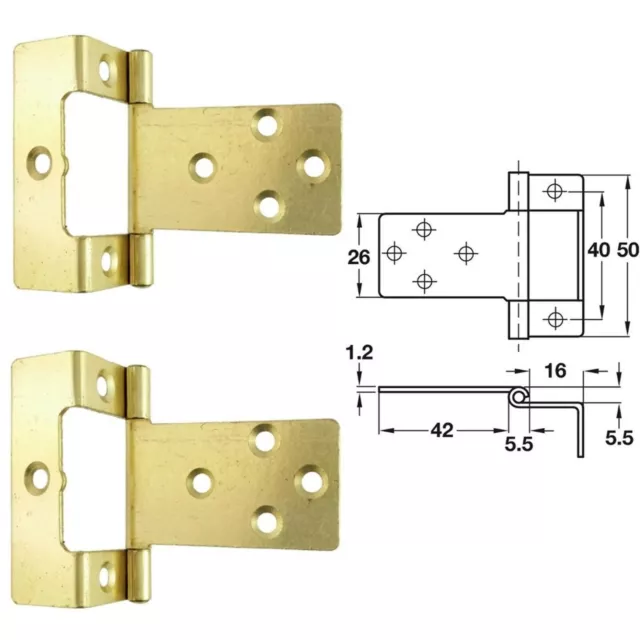 PAIR OF CRANKED FLUSH 50mm CABINET DOOR HINGES Cupboard Caravan Boat Wraparound*