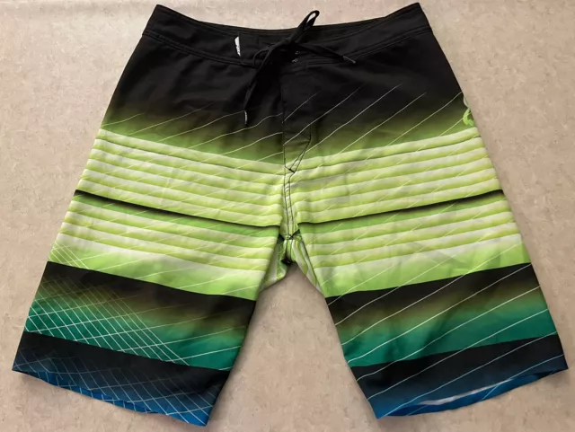Fox Racing Board Shorts Swim Trunks Zip Pocket Men’s 32 Tie & Side Grips