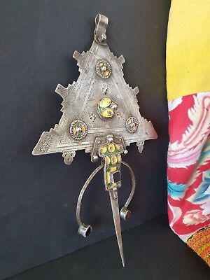 Antique Berber Enameled Silver Fibula Knife Necklace …a beautiful & unique colle