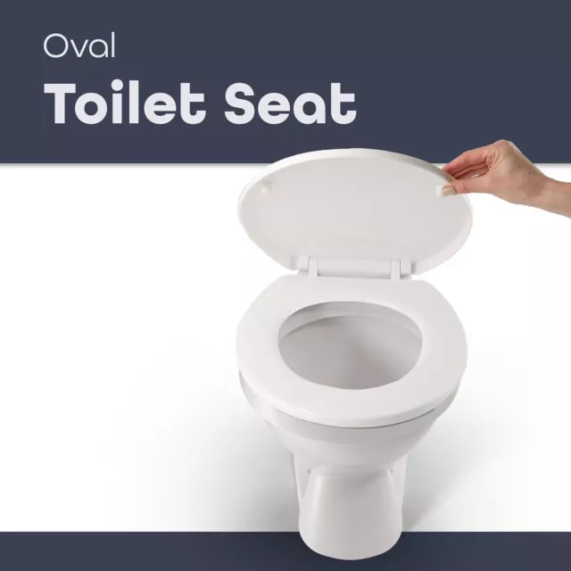 Toilet Seat Standard O Shape Adjustable Hinges White Portable Soft Close