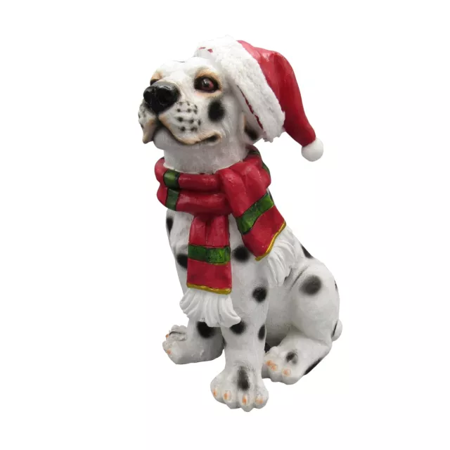 Statuetta festiva cane dalmata di Natale (ornamento statua animale di Natale)
