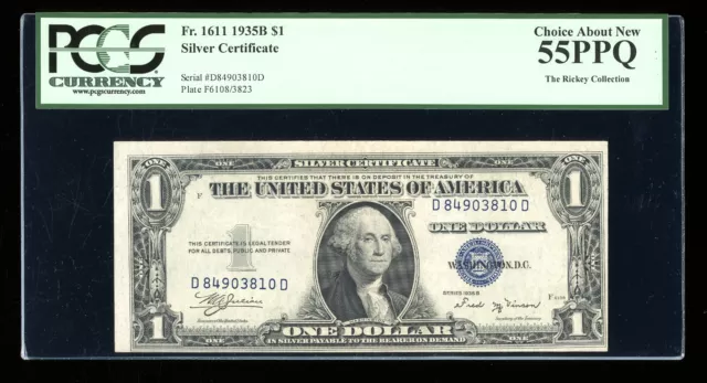 $1 1935-B Silver Vinson DD Block Fr. 1611 PCGS 55 PPQ Serial D84903810D